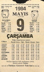 9 Mayıs 1984 Takvim Yaprağı - Doğum Günü Hediyesi EFM(N)11439 - Gökçekoleksiyon