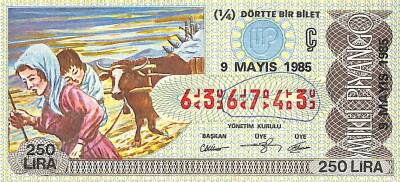 9 Mayıs 1985 Piyango Bileti Çeyrek Bilet PYB6099 - 1