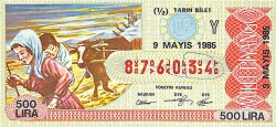9 Mayıs 1985 Piyango Bileti Yarım Bilet PYB6133 - Gökçekoleksiyon