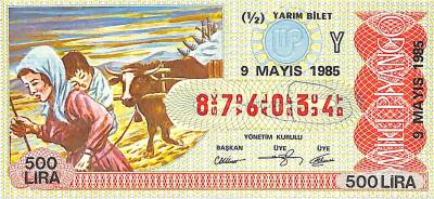 9 Mayıs 1985 Piyango Bileti Yarım Bilet PYB6133 - 1