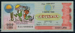 9 Mayıs 1989 Yarım Bilet PYB2141 - Gökçekoleksiyon