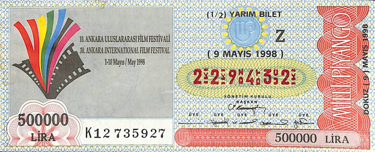9 Mayıs 1998 Piyango Bileti Yarım Bilet PYB6678 - 1