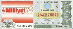 9 Mayıs 2000 Piyango Bileti Dörtte Bir Bilet PYB6556 - Gökçekoleksiyon