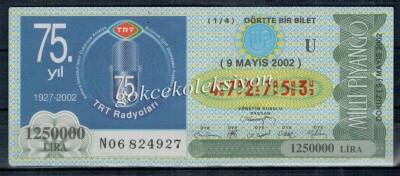 9 Mayıs 2002 Çeyrek Bilet PYB1888 - 1