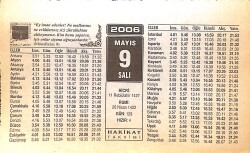 9 Mayıs 2006 Takvim Yaprağı - Doğum Günü Hediyesi EFMN13286 - Gökçekoleksiyon