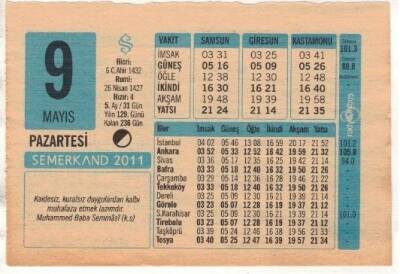 9 Mayıs 2011 Takvim Yaprağı EFM(N)1174 - 2