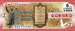 9 Mayıs 2011 (Z) Türk Dilinin Başkenti Karaman (12) Yarım Bilet PYB5816 - Gökçekoleksiyon