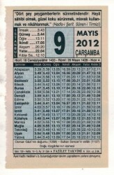 9 Mayıs 2012 Takvim Yaprağı EFM(N)1940 - 2