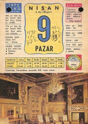9 Nisan 1972 Takvim Yaprağı - Doğum Günü Hediyesi EFM(N)12193 - Gökçekoleksiyon
