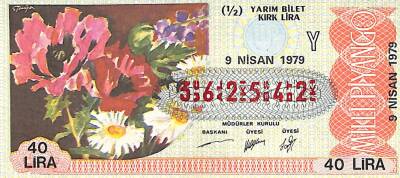 9 Nisan 1979 Piyango Bileti Yarım Bilet PYB6239 - 1