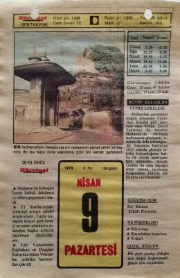 9 Nisan 1979 Takvim Yaprağı - Doğum Günü Hediyesi EFM(N)8514 - 1