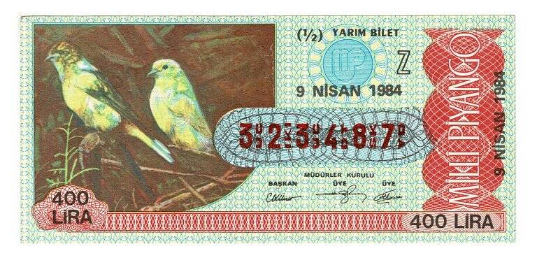 9 Nisan 1984 (12) Yarım Bilet PYB5256 - 1