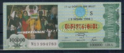 9 Nisan 1996 Çeyrek Bilet PYB2284 - 1