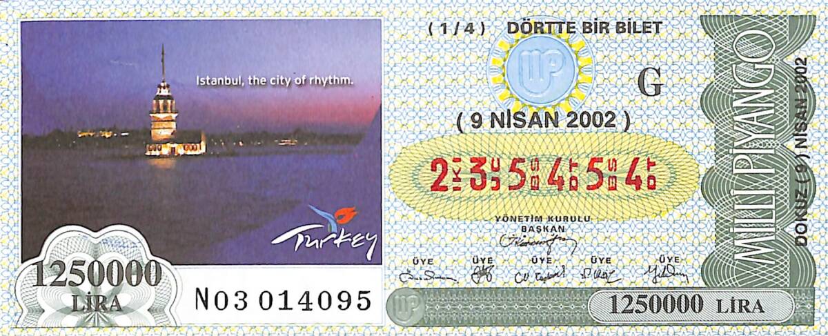 9 Nisan 2002 Piyango Bileti Dörtte Bir Bilet PYB6740 - 1
