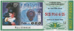 9 Nisan 2006 Çeyrek Bilet PYB3555 - Gökçekoleksiyon