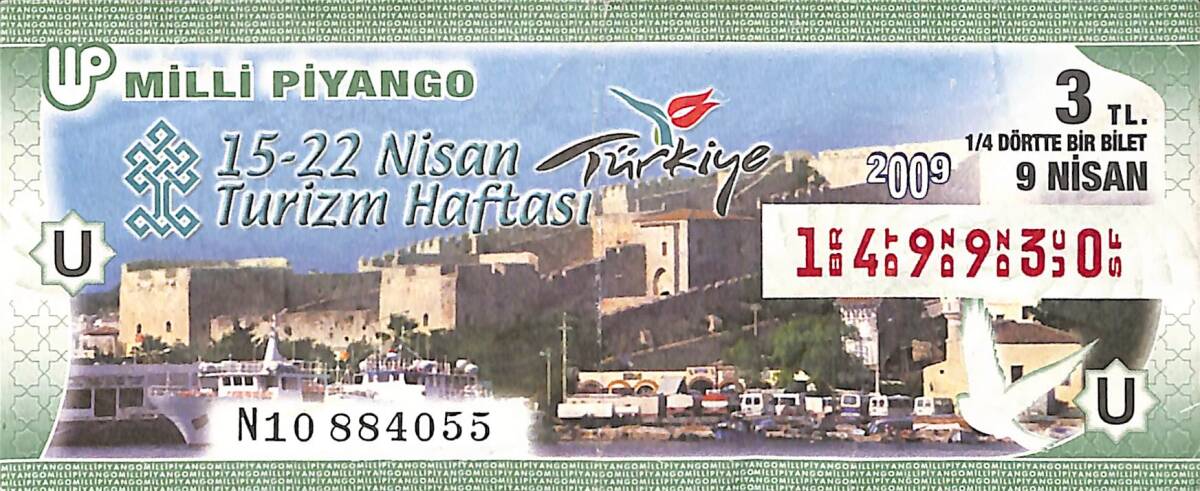 9 Nisan 2009 Piyango Bileti Dörtte Bir Bilet PYB6634 - 1