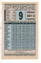 9 Nisan 2012 Takvim Yaprağı EFM(N)1910 - 3