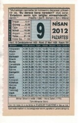 9 Nisan 2012 Takvim Yaprağı EFM(N)1910 - 1