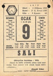 9 Ocak 1973 Takvim Yaprağı - Doğum Günü Hediyesi EFM(N)10818 - 1