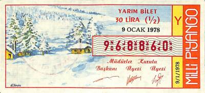 9 Ocak 1978 Piyango Bileti Yarım Bilet PYB6220 - 1