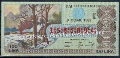 9 Ocak 1982 Çeyrek Bilet PYB2533 - 1