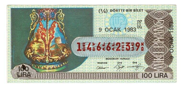 9 Ocak 1983 (14) Dörtte Bir Bilet PYB5324 - 1