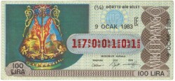 9 Ocak 1983 Çeyrek Bilet PYB3456 - Gökçekoleksiyon