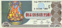 9 Ocak 1983 Piyango Bileti Çeyrek Bilet PYB6436 - Gökçekoleksiyon