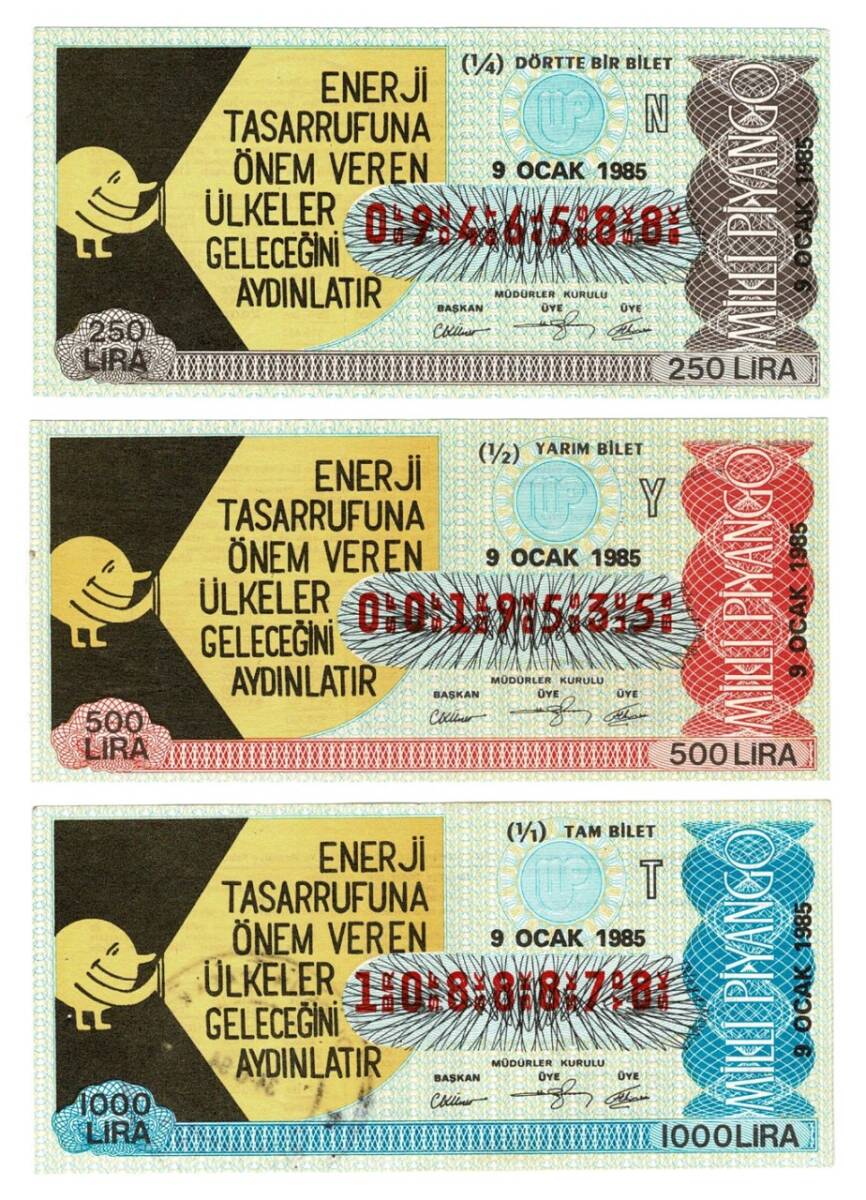 9 Ocak 1985 Çeyrek ,Yarım ve Tam Bilet N - Y - T PYB4305 - 1