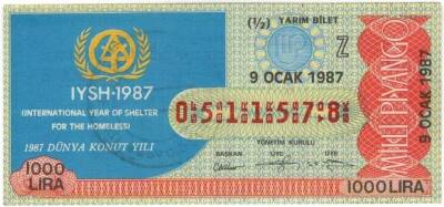 9 Ocak 1987 Yarım Bilet PYB3262 - 1