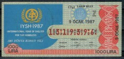 9 Ocak 1987 Yarım Bilet PYB933 - Gökçekoleksiyon