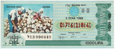 9 Ocak 1988 Beştebir Bilet PYB3201 - 1