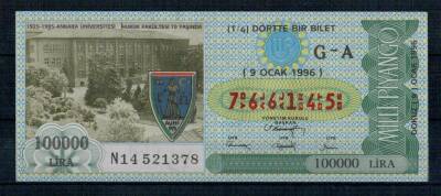 9 Ocak 1996 Çeyrek Bilet PYB1112 - 1