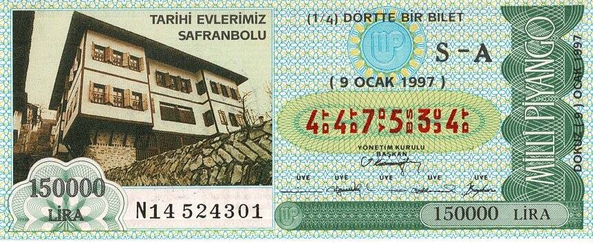 9 Ocak 1997 (S-A) Tarihi Evlerimiz Safranbolu (14) Dörtte Bir Bilet PYB5530 - 1