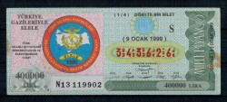 9 Ocak 1999 Piyango Bileti Çeyrek Bilet PYB2799 - Gökçekoleksiyon