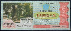 9 Ocak 2002 Yarım Bilet PYB1859 - Gökçekoleksiyon
