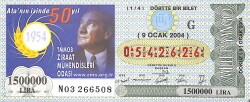 9 Ocak 2004 Piyango Bileti Dörtte Bir Bilet PYB6649 - Gökçekoleksiyon