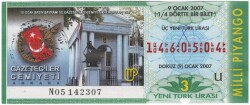 9 Ocak 2007 Çeyrek Bilet PYB3498 - 1