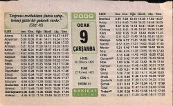 9 Ocak 2008 Takvim Yaprağı - Doğum Günü Hediyesi EFM(N)7475 - Gökçekoleksiyon