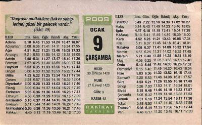 9 Ocak 2008 Takvim Yaprağı - Doğum Günü Hediyesi EFM(N)7475 - 1