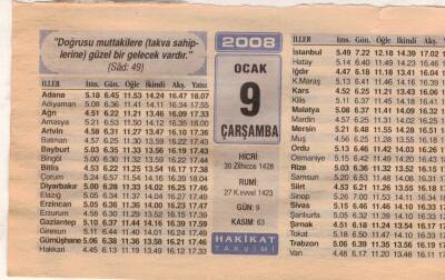 9 Ocak 2008 Takvim Yaprağı EFM(N)4996 - 1