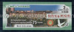 9 Ocak 2011 Çeyrek Bilet PYB1254 - Gökçekoleksiyon