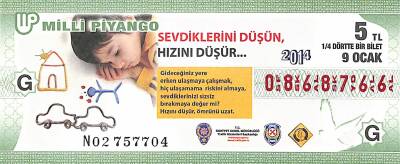 9 Ocak 2014 Piyango Bileti Çeyrek Bilet PYB6065 - 1