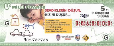 9 Ocak 2014 Piyango Bileti Çeyrek Bilet PYB6066 - 1