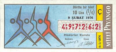 9 Şubat 1976 Piyango Bileti Çeyrek Bilet PYB6164 - 1