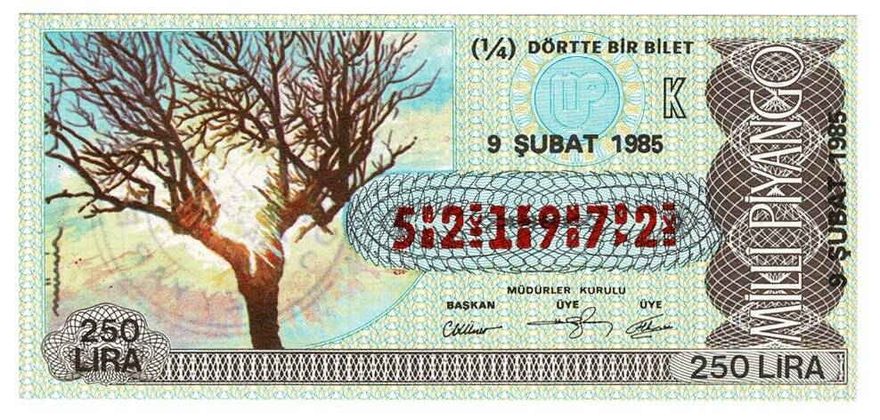 9 Şubat 1985 Çeyrek Bilet PYB4304 - 1