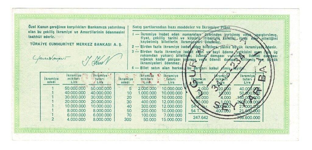 9 Şubat 1985 Çeyrek Bilet PYB4304 - 2