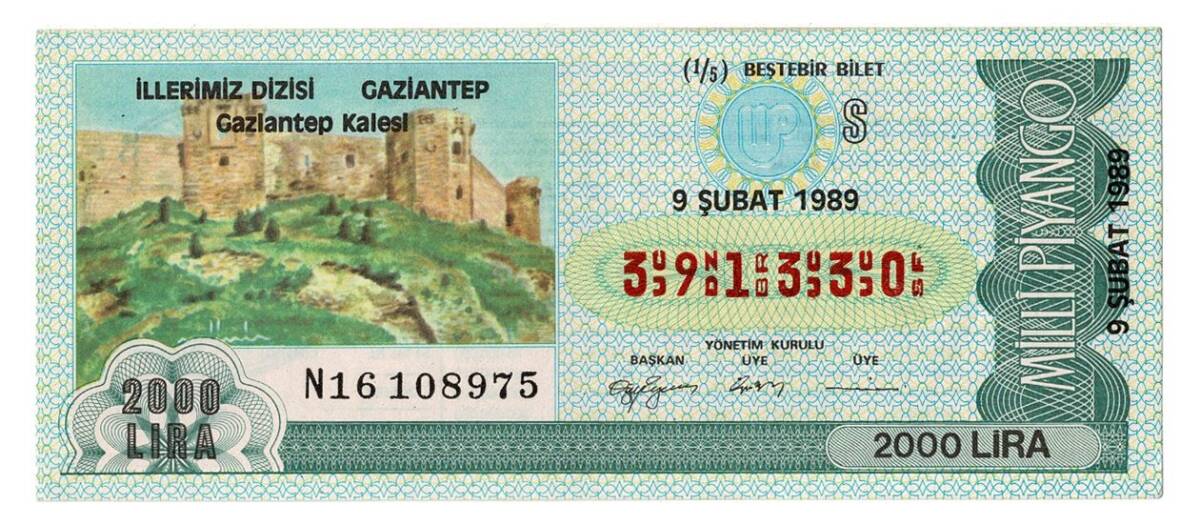 9 Şubat 1989 Beştebir Bilet PYB4327 - 1