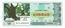 9 Şubat 2002 Çeyrek Bilet PYB4833 - Gökçekoleksiyon
