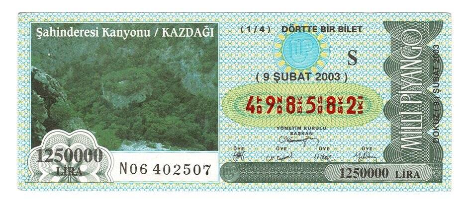 9 Şubat 2003 (14) Dörtte Bir Bilet PYB4869 - 1